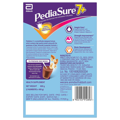 Pediasure 7 Plus Chocolate Flavour Refill, 800gm