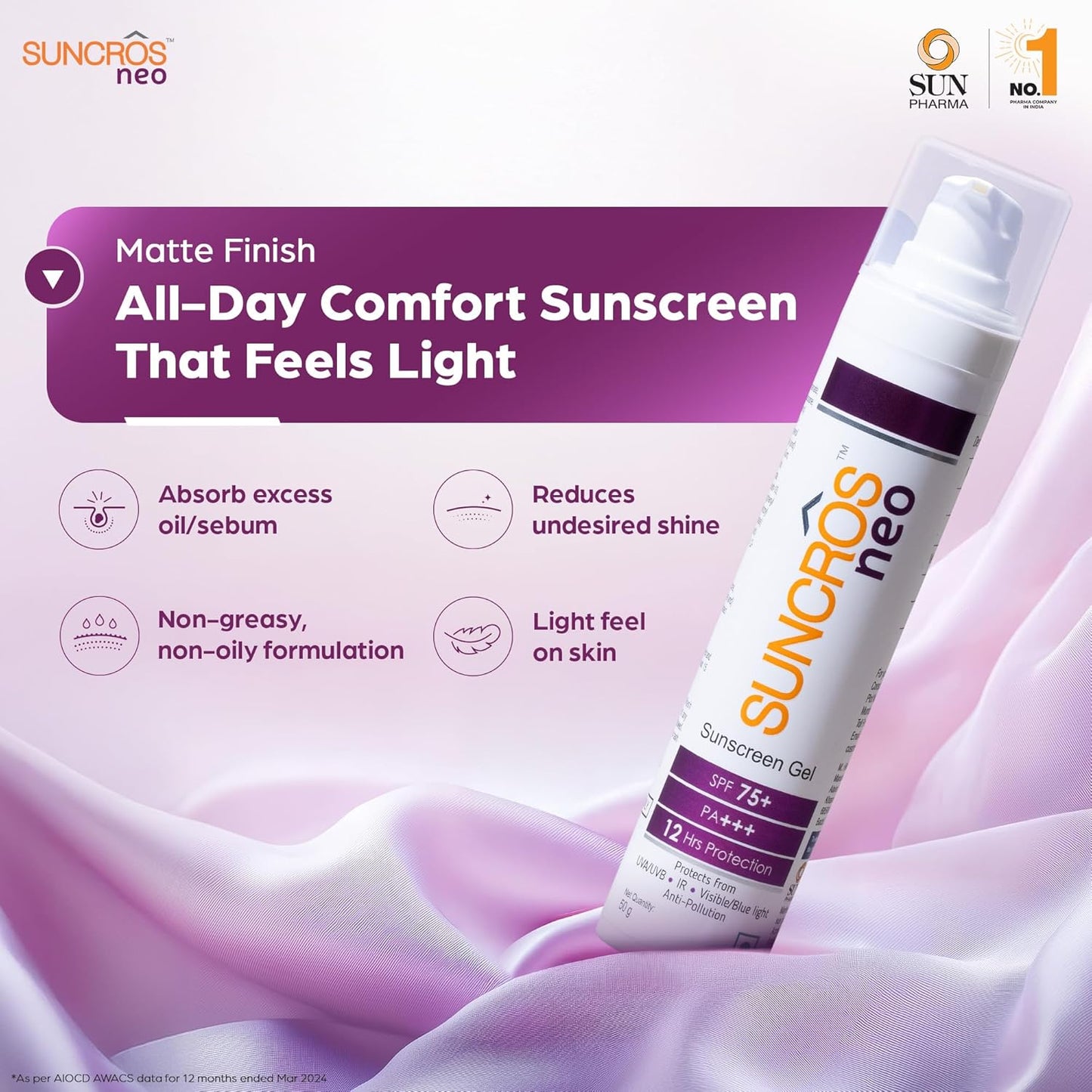 Suncros Neo Sunscreen Gel Spf 75+ PA+++, 50gm