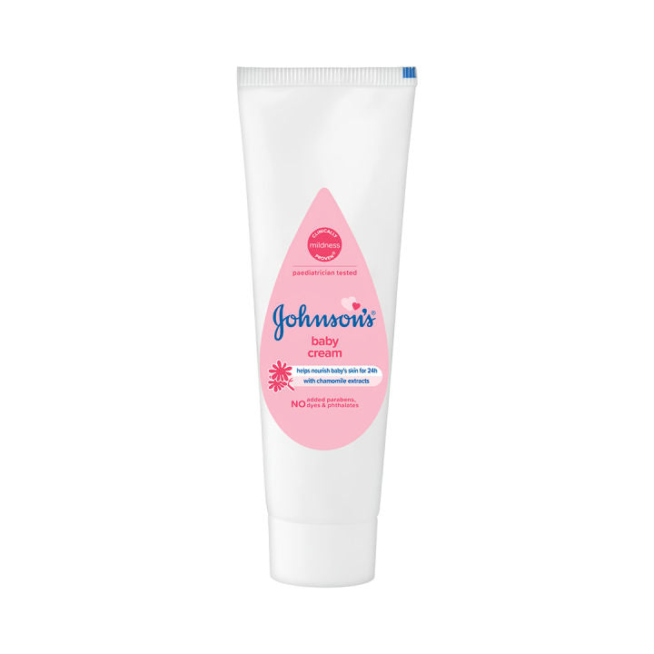 Johnson's baby cream tube on a white background