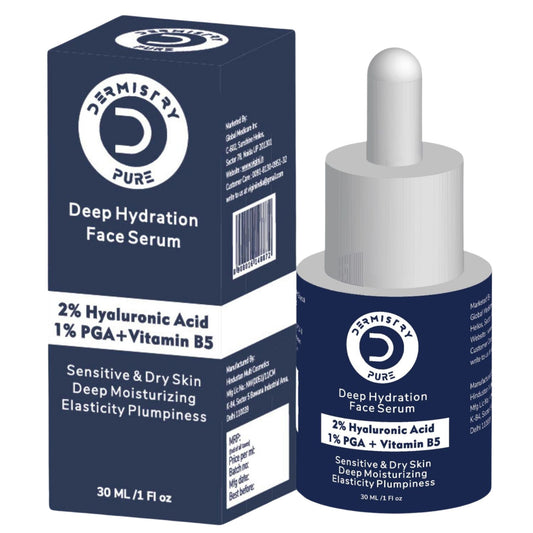 Dermistry Pure 2% Hyaluronic Acid 1% PGA Vit B5 Moisturiser Face Serum for Sensitive & Dry Skin, 30ml