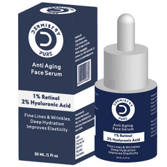 Dermistry Pure 1% Retinol 2% Hyaluronic Acid Anti Aging Moisturizer Face Serum Fine Lines & Wrinkles, 30ml