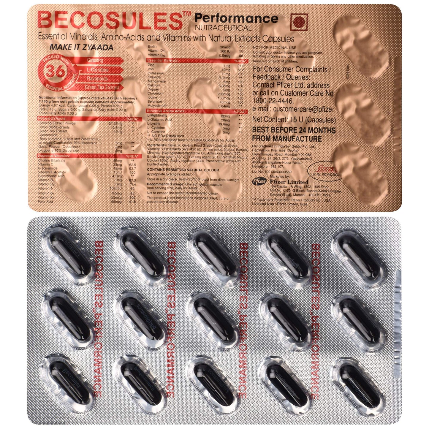 Becosules Performance, 15 Capsules