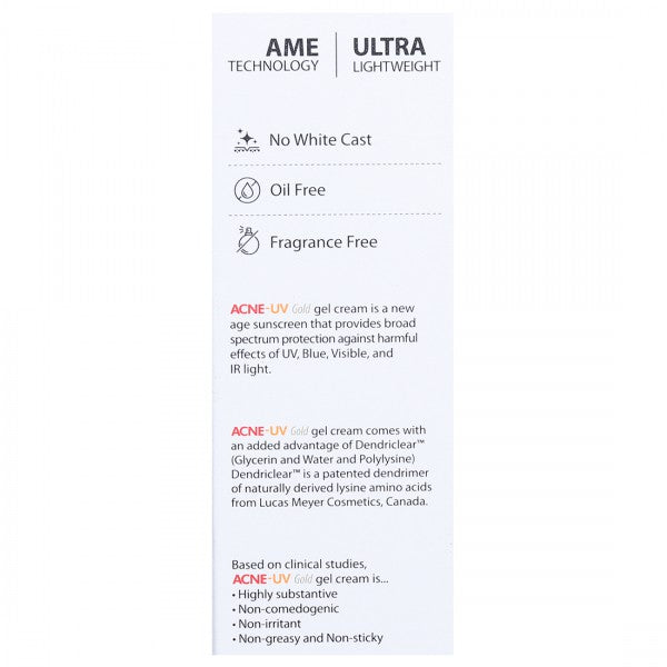 Acne-UV Gold SPF100+ PA+++ Sunscreen Gel Cream, 100gm