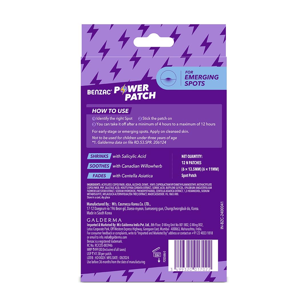 Benzac Power Patch | Fast-Acting Pimple Patch, 12 Patches