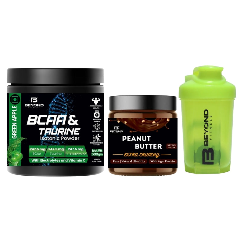 Beyond Fitness Hitfit Combo (BCAA isotonic energy drink & High Protein Peanut butter)+ Free 400ml Shaker