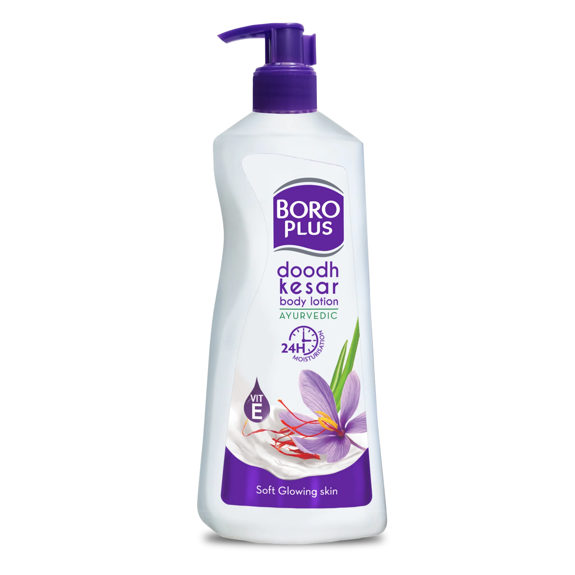 Boro Plus doodh kesar body lotion bottle on a white background