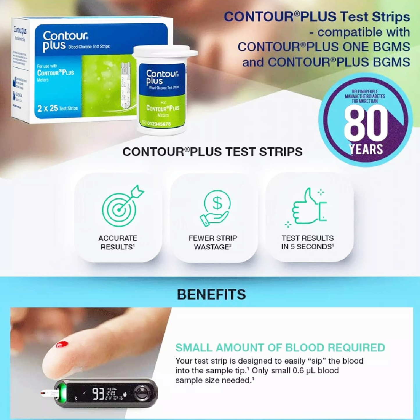 Contour Plus Blood Glucose Test Strips 50s