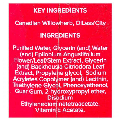 List of key ingredients on a red background