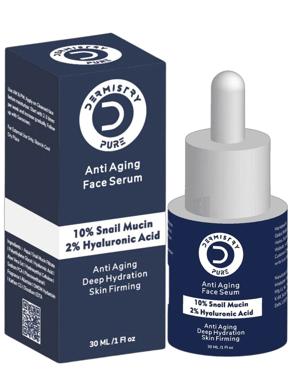 Dermistry Pure 10% Snail Mucin 96 Peptide Anti-Ageing Moisturizer Skin Firming Tightening Face Serum, 30ml