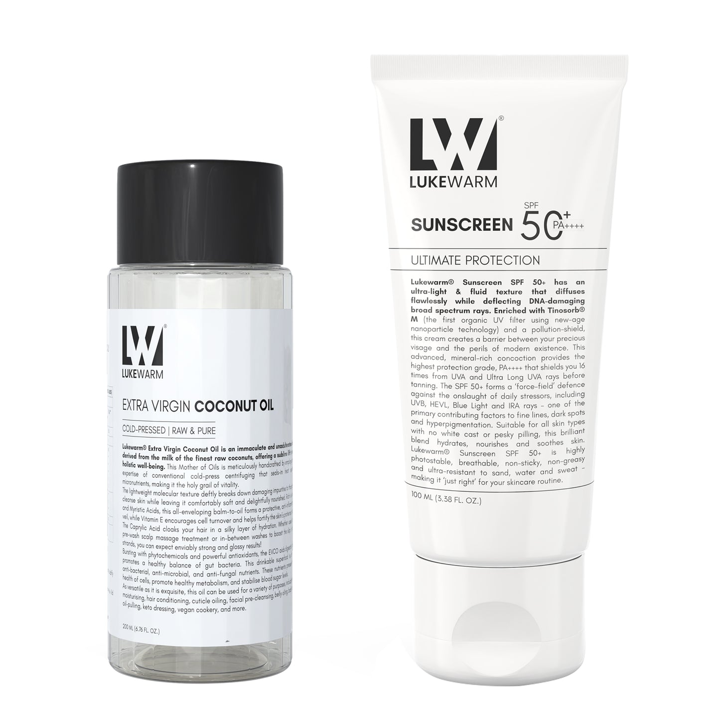 Lukewarm Sunscreen & Extra Virgin Coconut Oil : Supple Skin: Hydrated by Coconut, Protected by Sunscreen SPF 50+ PA++++