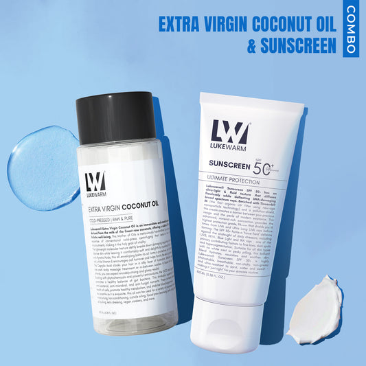 Lukewarm Sunscreen & Extra Virgin Coconut Oil : Supple Skin: Hydrated by Coconut, Protected by Sunscreen SPF 50+ PA++++
