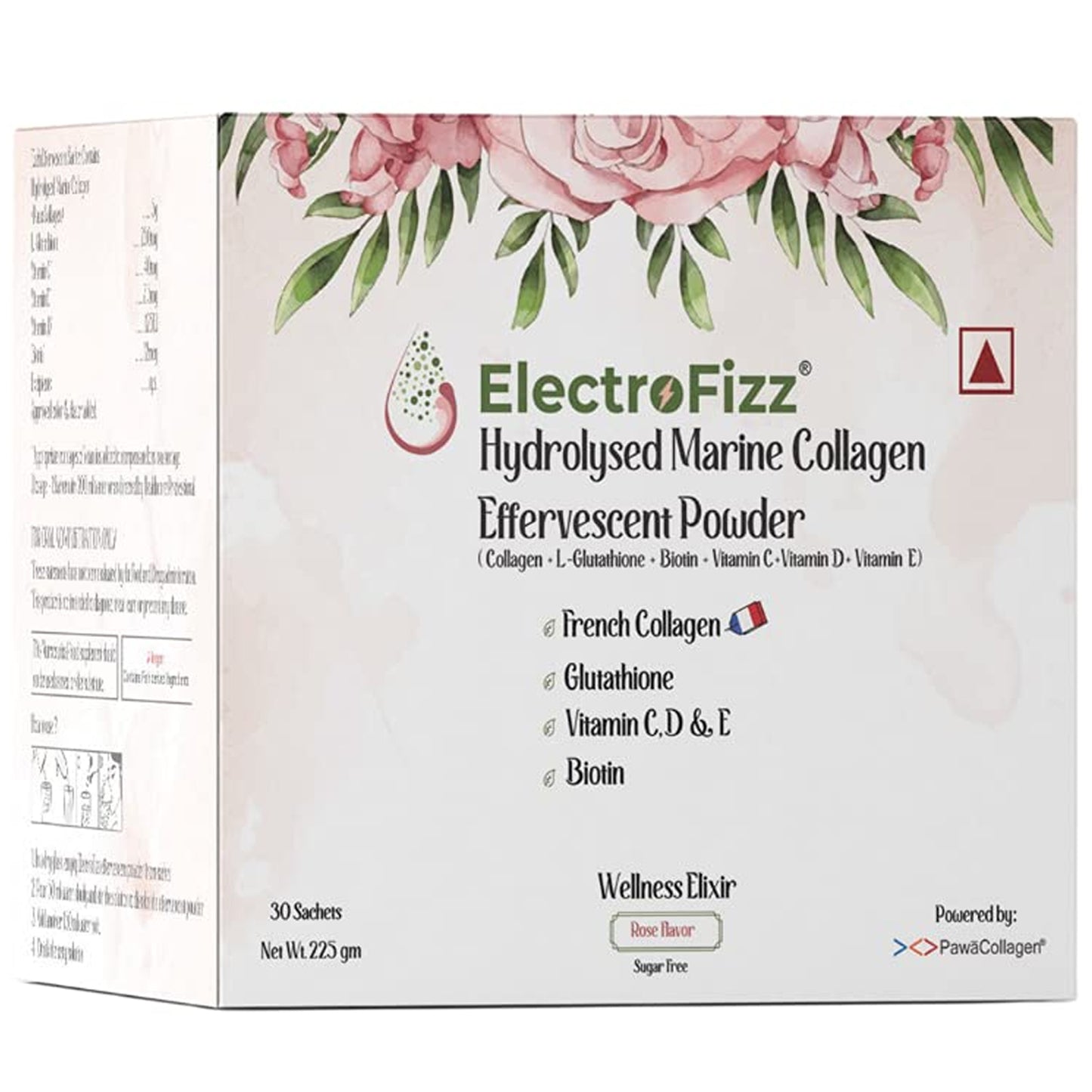 ElectroFizz French Collagen in Rose Flavour, 30 Sachets