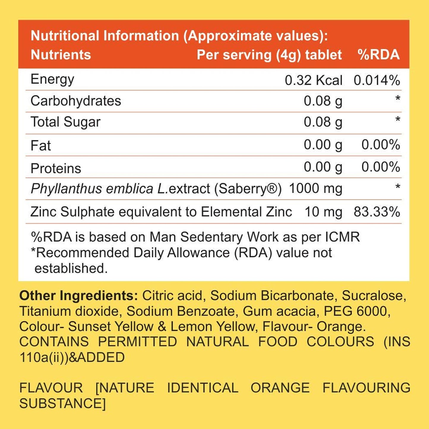 Escor-Z Effervescent Tablets - Orange Flavour, 20s