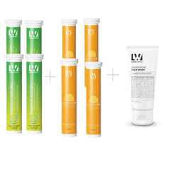 Lukewarm Glutathione 1K Orange Flavour with Lukewarm Vitamin C with Zinc Effervescent (Pack of 4) + Lukewarm Glutathione Face Wash, 100ml