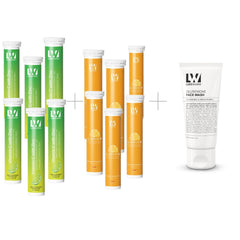 Lukewarm Glutathione 1K Orange Flavour with Lukewarm Vitamin C with Zinc Effervescent (Pack of 6) + Lukewarm Glutathione Face Wash, 100ml