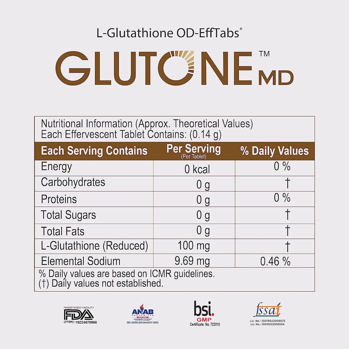 皮肤光泽和免疫 Glutone MD - 口腔溶解 30 片，每包 5 片