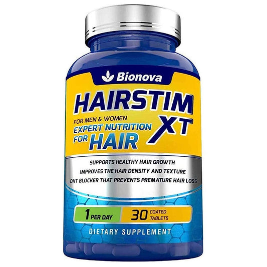 هيرستيم إكس تي - بيوتين 10000 ميكروجرام مع مغذيات إضافية لنمو الشعر وتقليل تساقط الشعر، 30 قرصًا