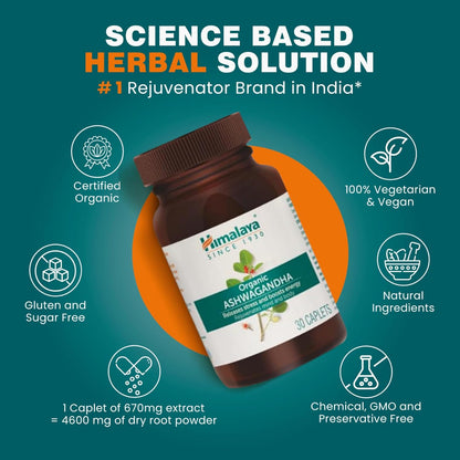 Himalaya Organic Ashwagandha, 30 Caplets
