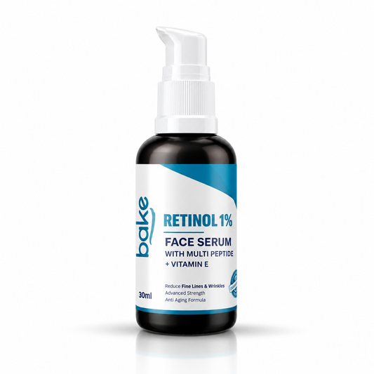 Bake 1% Retinol Anti Aging Face Serum with Multi Peptides Advanced Strength for Skin Cell Regenration & Repair, 30ml