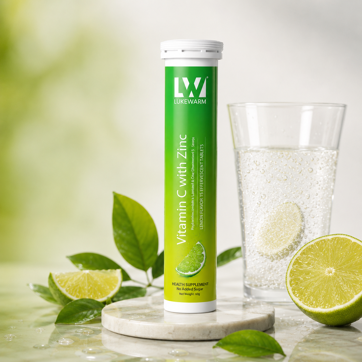 Lukewarm Vitamin C with Zinc | 15 Effervescent Tablets | Lemon Flavour
