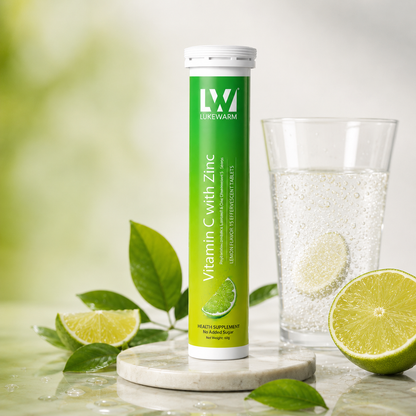 Lukewarm Vitamin C with Zinc | 15 Effervescent Tablets | Lemon Flavour