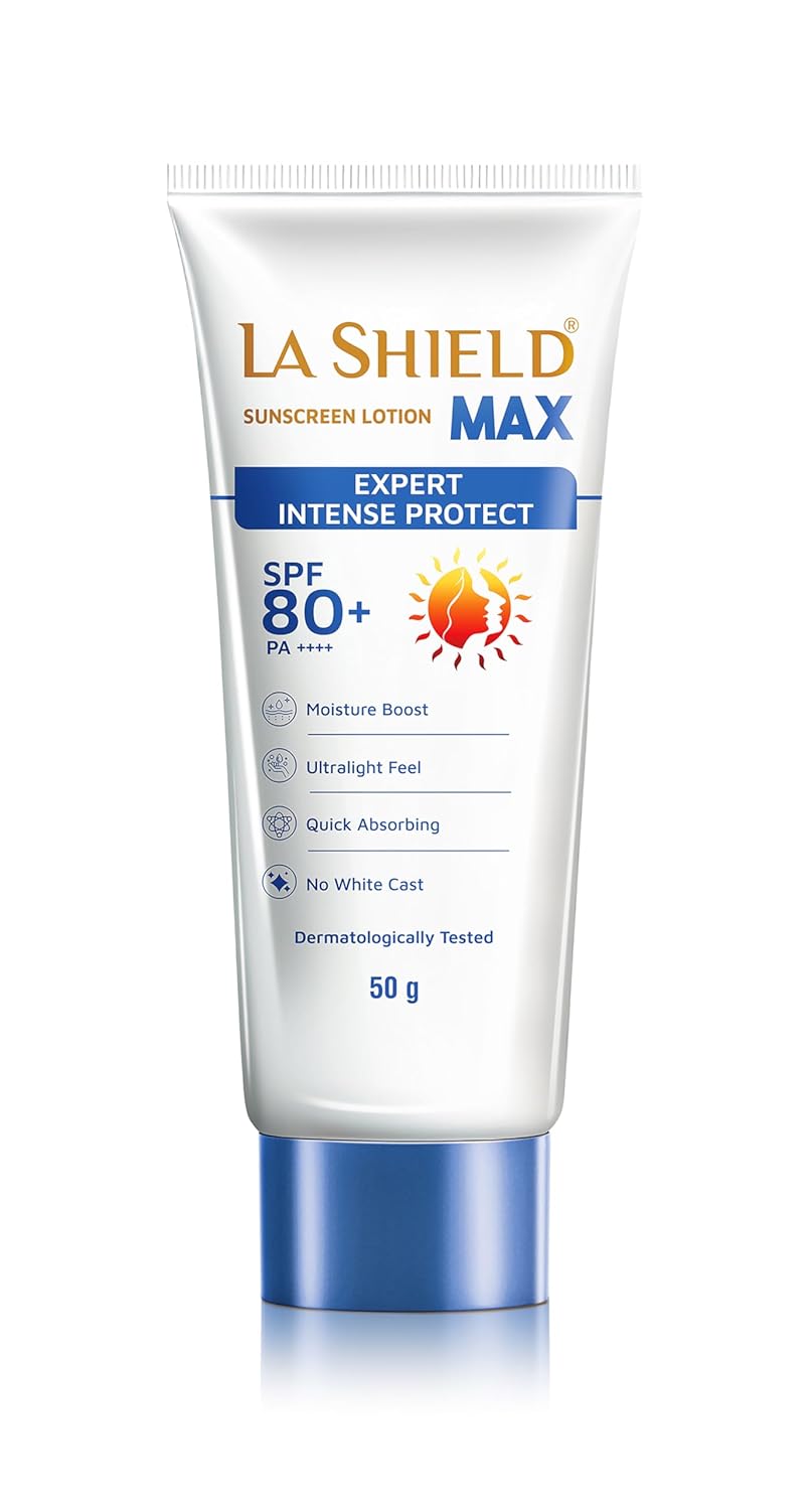 La Shield Max SPF 80+ PA++++ Intense Sun Protection Sunscreen Lotion, 50gm