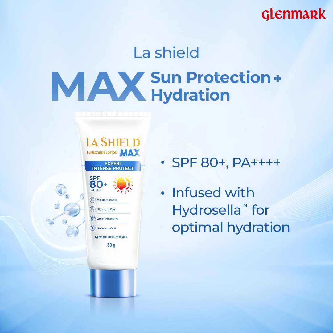 La Shield Max SPF 80+ PA++++ Intense Sun Protection Sunscreen Lotion, 50gm