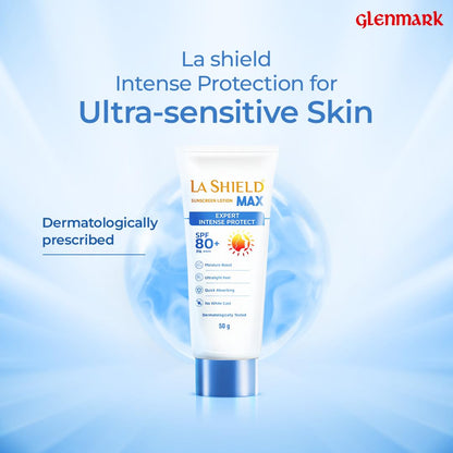 La Shield Max SPF 80+ PA++++ Intense Sun Protection Sunscreen Lotion, 50gm