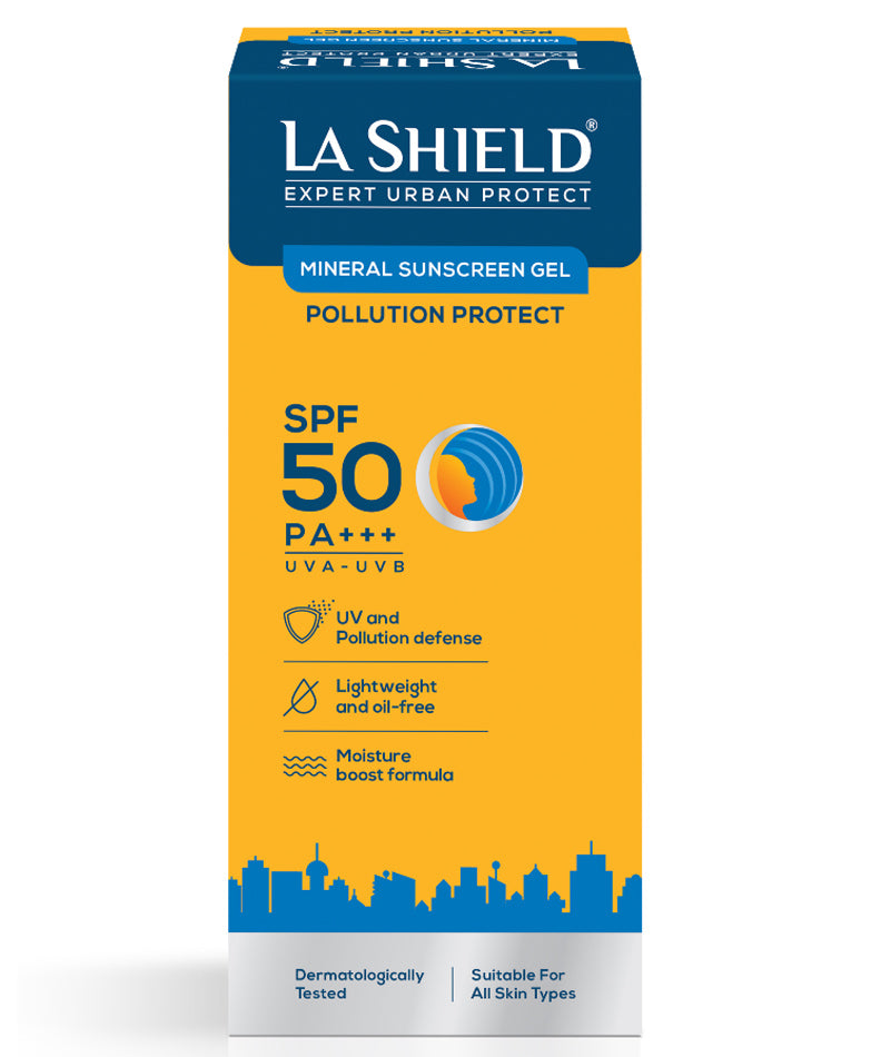 Spf Pollution Protection La Shield Pollution Protect Mineral Sunscreen Gel SPF 50, 50gm ...