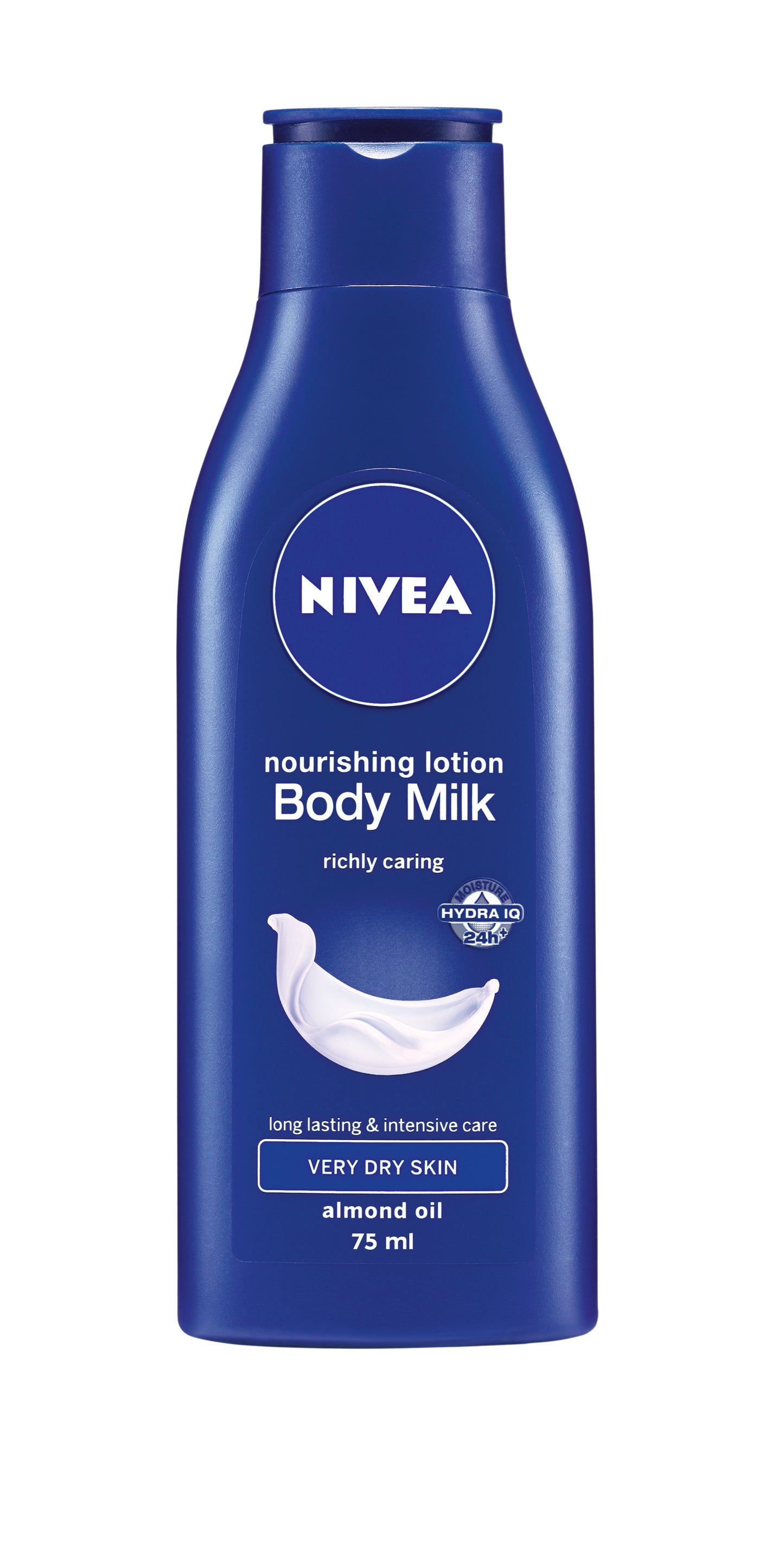 Nivea body milk bottle on a white background