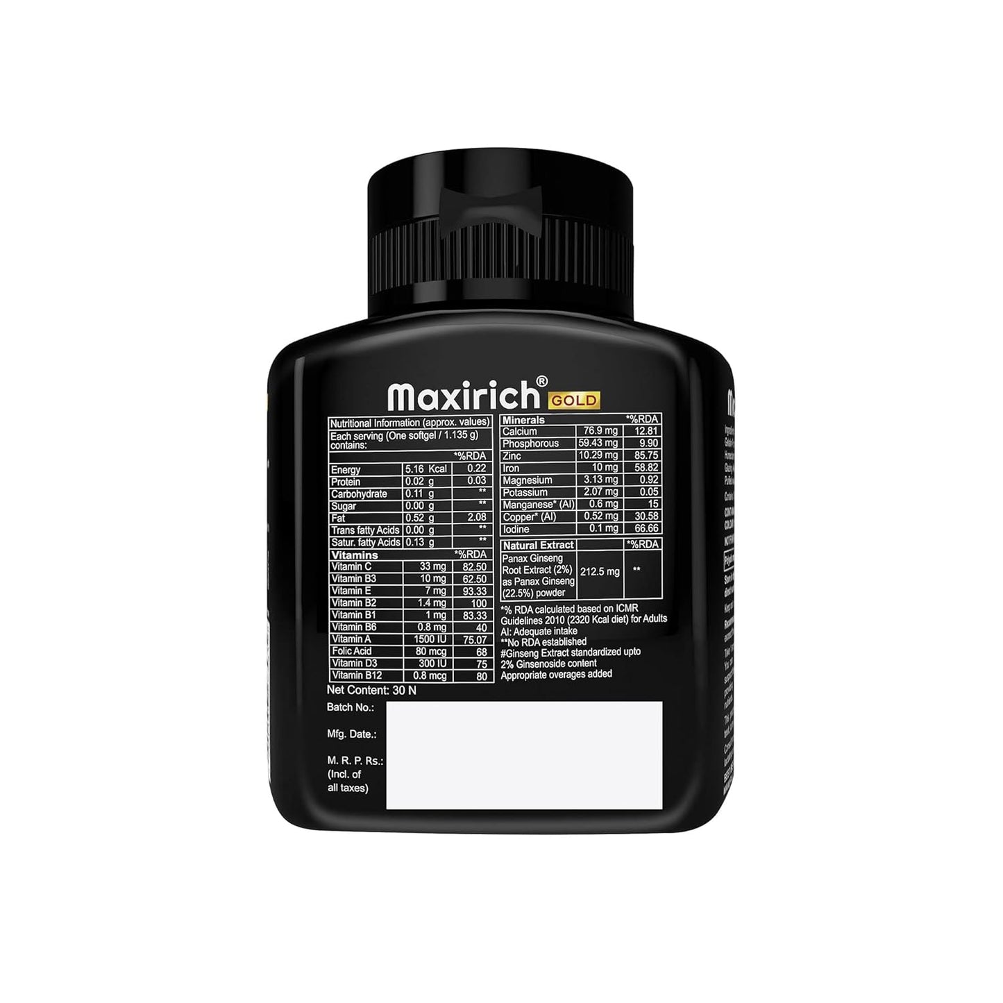 Maxirich Gold Daily Multivitamin, 30 Capsules