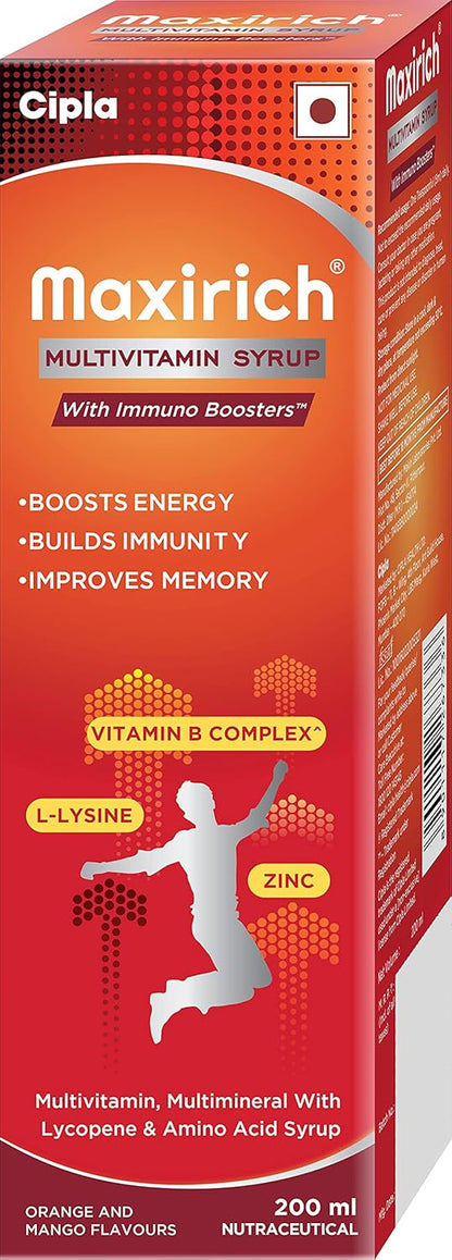 Maxirich Multivitamin Syrup | Boosts Immunity, 200ml