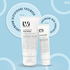 Lukewarm Glutathione Facewash, 100ml + Lukewarm Mini Sunscreen Travel Pack, 20ml