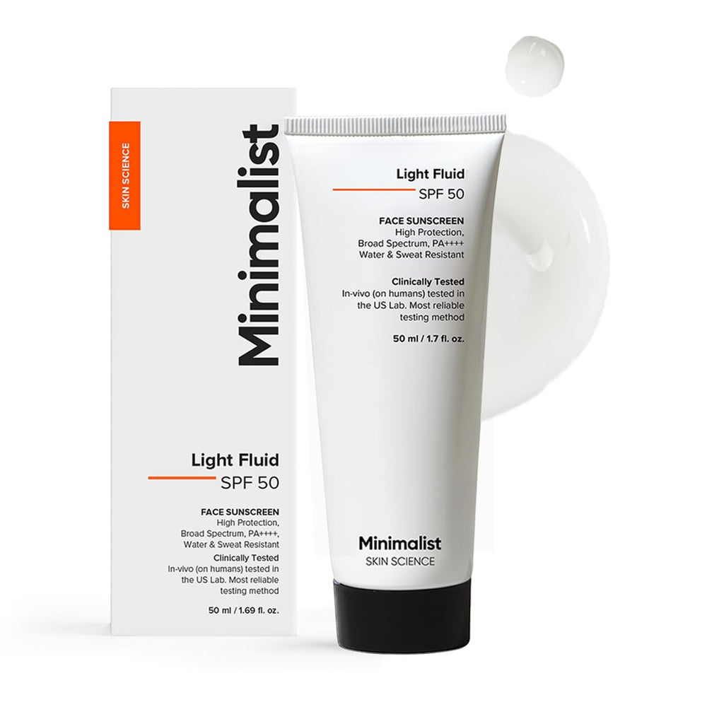 Cecair Ringan Minimalis SPF 50 PA++++ Pelindung Matahari Muka - Tahan Air &amp; Peluh, 50ml
