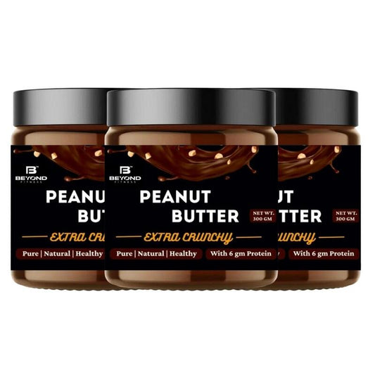 Beyond Fitness High Protein Peanut Butter, Dark Chocolate, Extra Crunchy, 300gm (Pack Of 3)