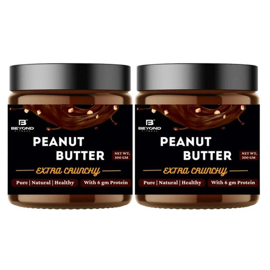 Beyond Fitness High Protein Peanut Butter, Dark Chocolate, Extra Crunchy, 300gm (Pack Of 2)