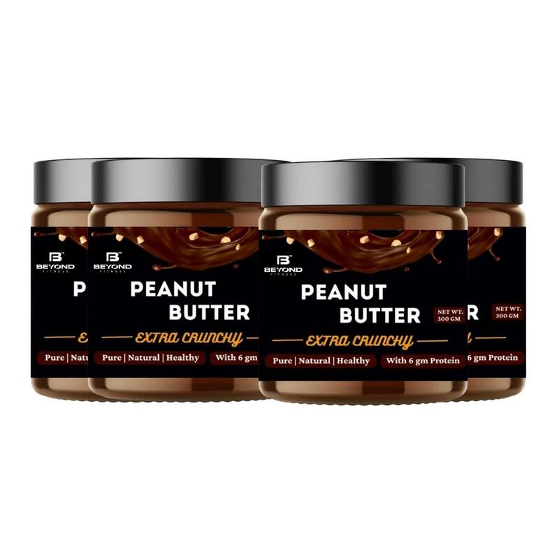 Beyond Fitness High Protein Peanut Butter, Dark Chocolate, Extra Crunchy, 300gm (Pack Of 4)