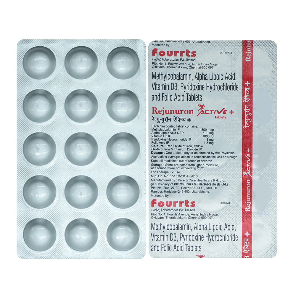 RejuNuron Active +With Methylcobalamin, ALA, Vitamin D3 & Folic Acid Tablet, 15s