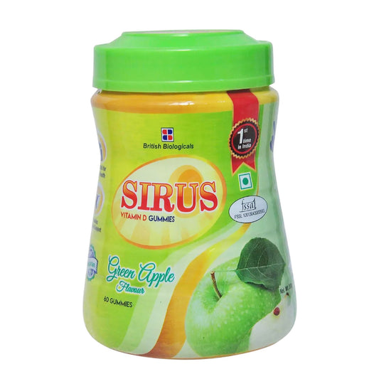 Sirus Vitamin D Green Apple Flavour, 60 Gummies