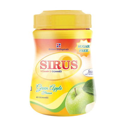 Sirus Vitamin D Sugar Free Green Apple Flavour, 60 Gummies