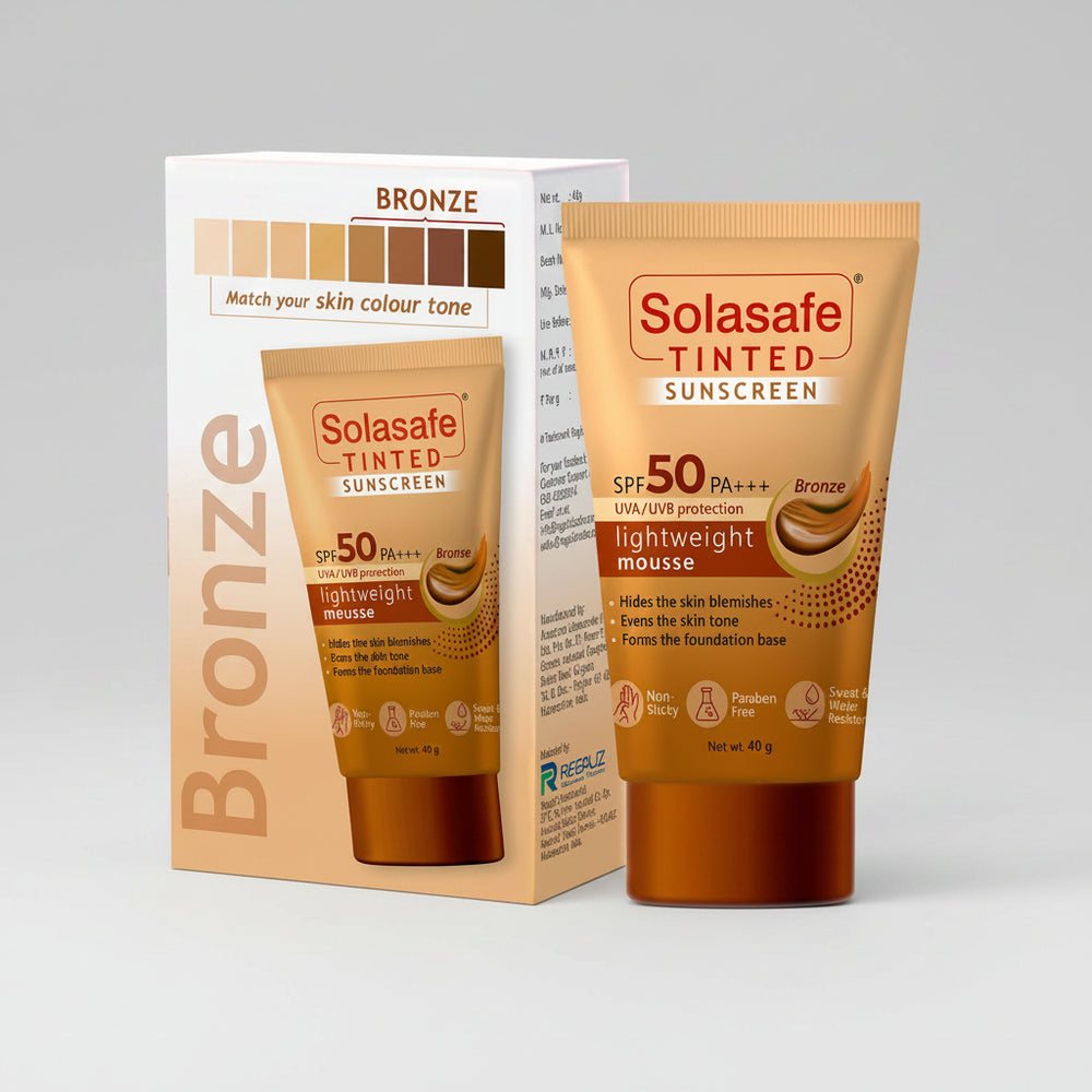 Solasafe Tinted Sunscreen SPF 50 PA+++ Bronze, 40gm