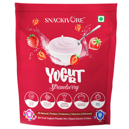 Snackivore Fruit Yogurt Powder Mix Strawberry, 180gm