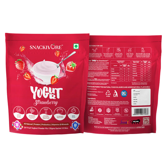 Snackivore Fruit Yogurt Powder Mix Strawberry, 180gm
