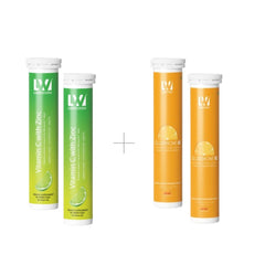 Lukewarm Glutathione 1K Orange Flavour Effervescent with Lukewarm Vitamin C with Zinc Effervescent (Pack of 2)