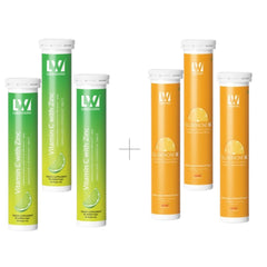 Lukewarm Glutathione 1K Orange Flavour Effervescent with Lukewarm Vitamin C with Zinc Effervescent (Pack of 3)
