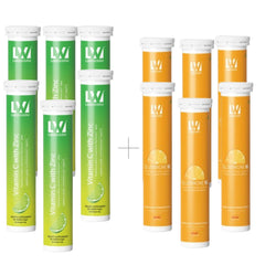 Lukewarm Glutathione 1K Orange Flavour Effervescent with Lukewarm Vitamin C with Zinc Effervescent (Pack of 6)