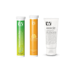 Lukewarm Glutathione 1K Orange Flavour with Lukewarm Vitamin C with Zinc Effervescent + Lukewarm Sunscreen, 100ml