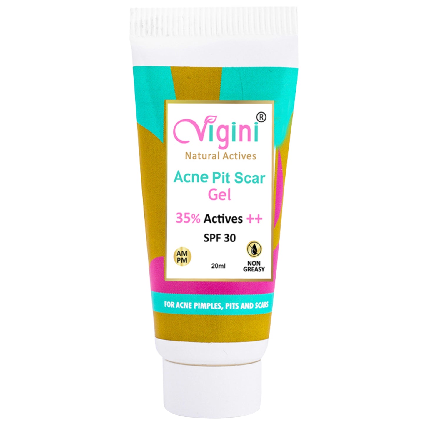 Vigini 35% Actives Anti Acne Pits Scar Spot Stop Face Gel Oily Prone Skin SPF 30, 20ml