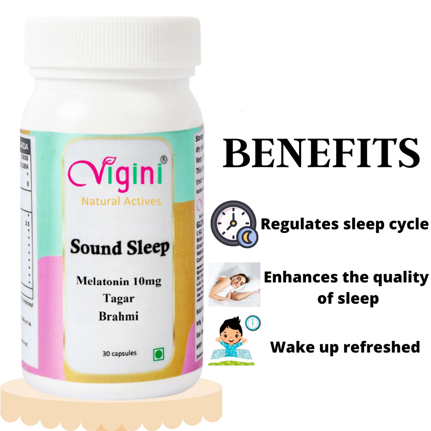 Vigini Melatonin 10mg Sleeping Capsule for Healthy Sleep Cycle, 30 Capsules