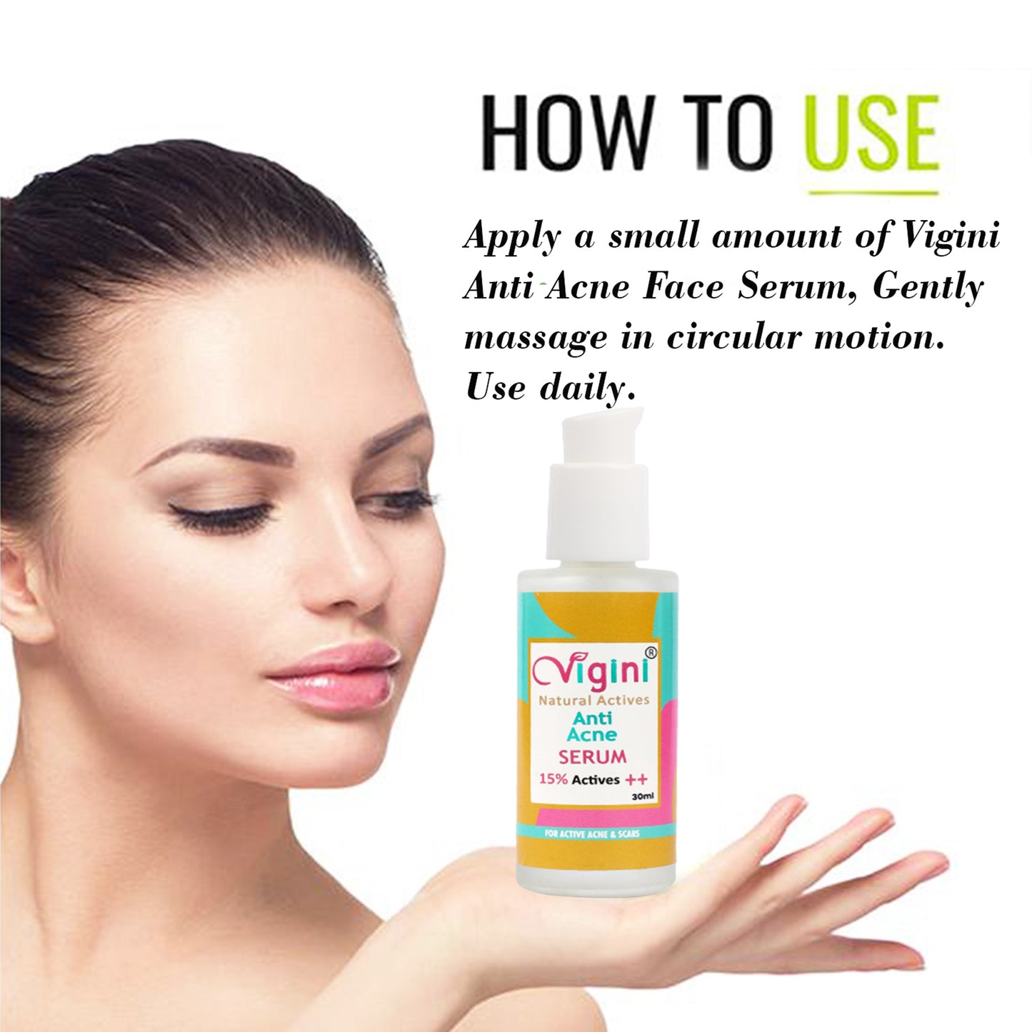 Vigini 15% Actives Anti Acne Oily Skin Pimple Removal Face Serum, 30ml